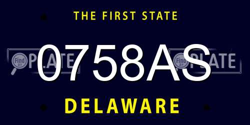 0758AS Delaware License Plate