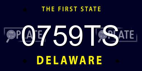 0759TS Delaware License Plate