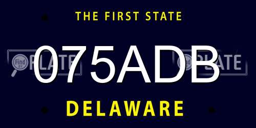 075ADB Delaware License Plate