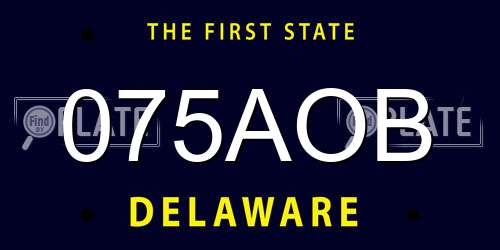 075AOB Delaware License Plate