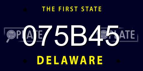 075B45 Delaware License Plate