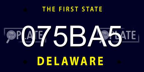 075BA5 Delaware License Plate