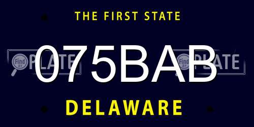075BAB Delaware License Plate