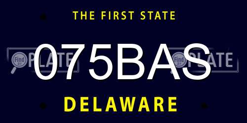 075BAS Delaware License Plate
