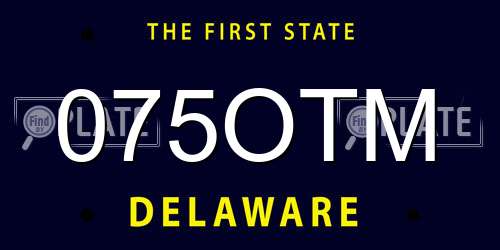 075OTM Delaware License Plate
