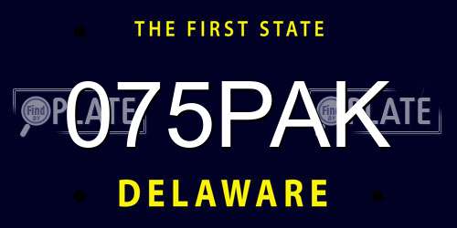 075PAK Delaware License Plate