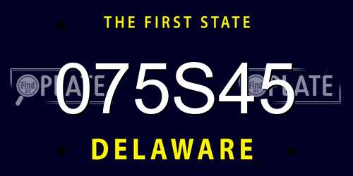 075S45 Delaware License Plate