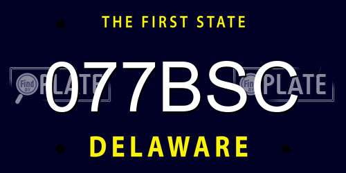 077BSC Delaware License Plate