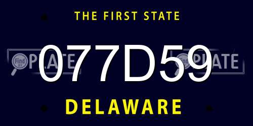 077D59 Delaware License Plate