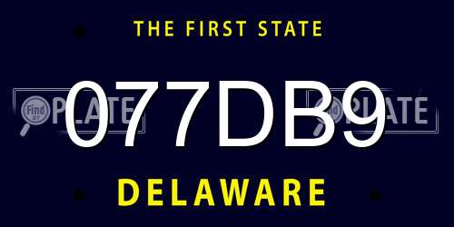 077DB9 Delaware License Plate
