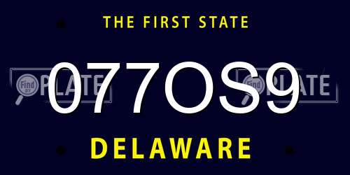 077OS9 Delaware License Plate