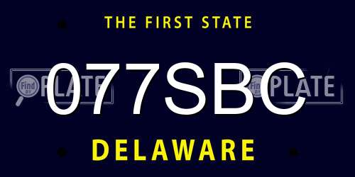 077SBC Delaware License Plate