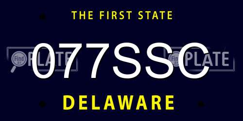 077SSC Delaware License Plate
