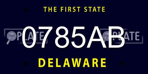 0785AB Delaware License Plate