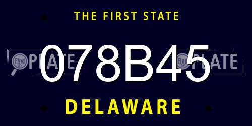 078B45 Delaware License Plate