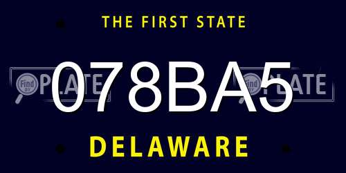 078BA5 Delaware License Plate