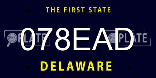 078EAD Delaware License Plate