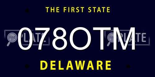 078OTM Delaware License Plate