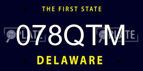 078QTM Delaware License Plate