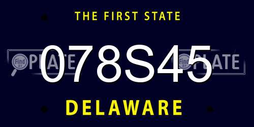 078S45 Delaware License Plate