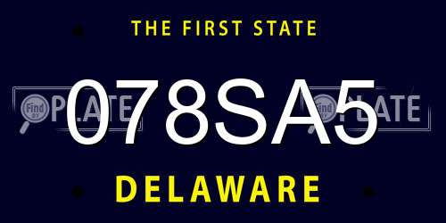 078SA5 Delaware License Plate