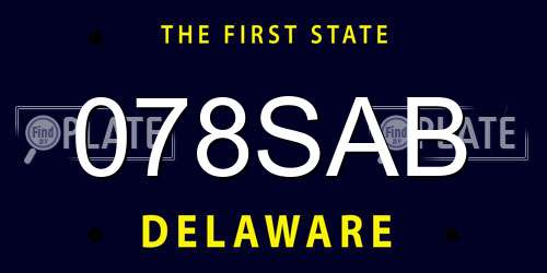 078SAB Delaware License Plate