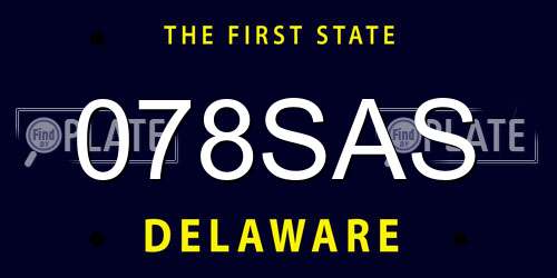 078SAS Delaware License Plate