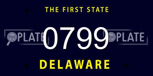 0799 Delaware License Plate