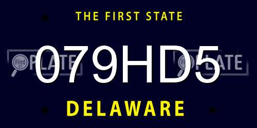 079HD5 Delaware License Plate