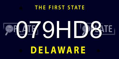 079HD8 Delaware License Plate