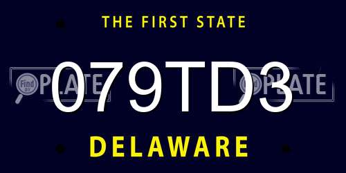 079TD3 Delaware License Plate