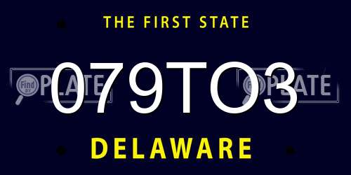 079TO3 Delaware License Plate