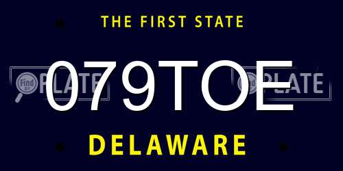 079TOE Delaware License Plate