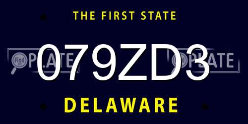 079ZD3 Delaware License Plate