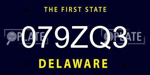 079ZQ3 Delaware License Plate
