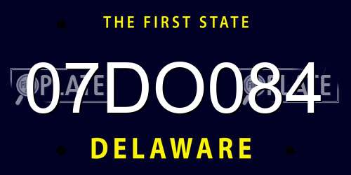 07DO084 Delaware License Plate