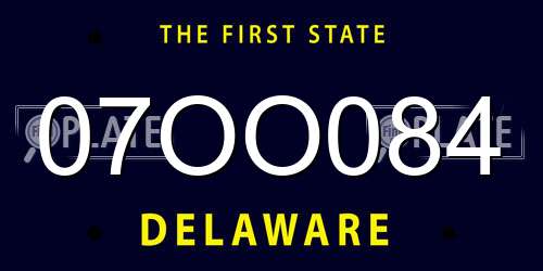 07OO084 Delaware License Plate