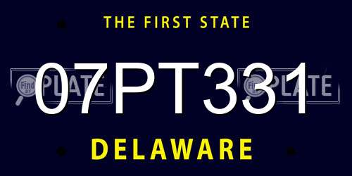 07PT331 Delaware License Plate