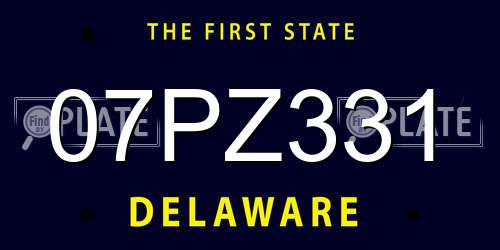 07PZ331 Delaware License Plate