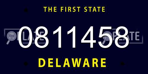 0811458 Delaware License Plate