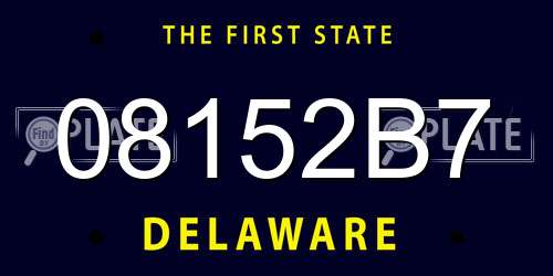08152B7 Delaware License Plate