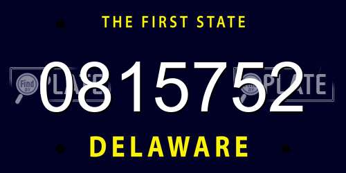 0815752 Delaware License Plate