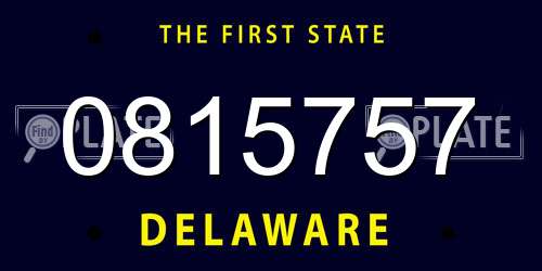 0815757 Delaware License Plate