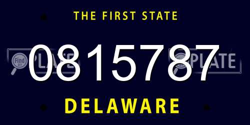 0815787 Delaware License Plate