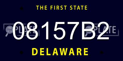 08157B2 Delaware License Plate