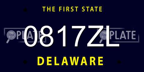 0817ZL Delaware License Plate