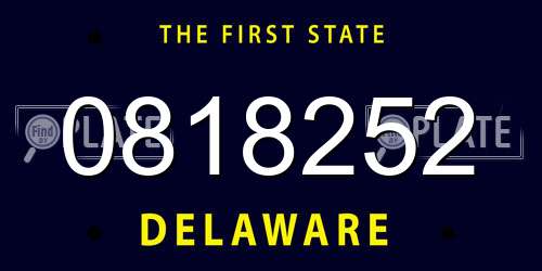 0818252 Delaware License Plate