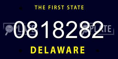 0818282 Delaware License Plate