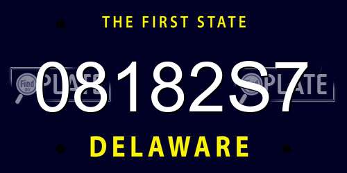 08182S7 Delaware License Plate