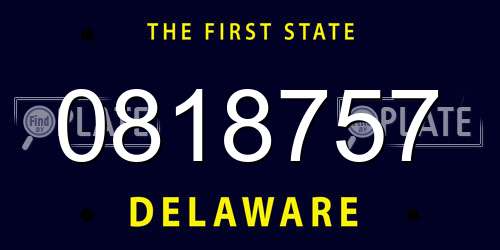0818757 Delaware License Plate